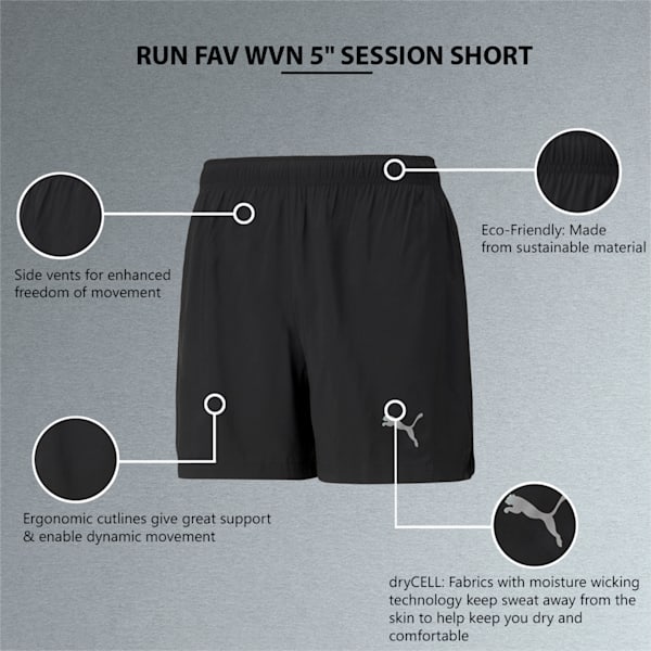 RUN Favourite Woven Session Men's 5" Shorts, Puma Black, extralarge-IND